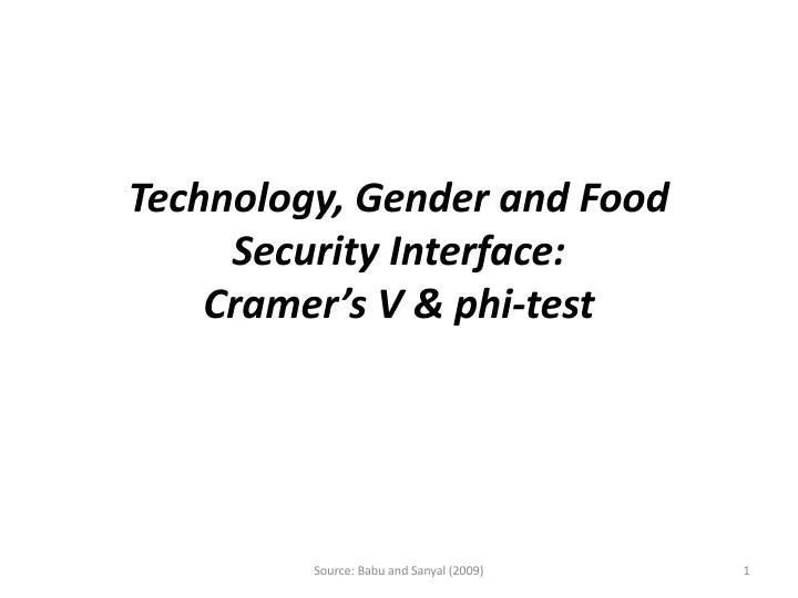 technology gender and food security interface cramer s v phi test