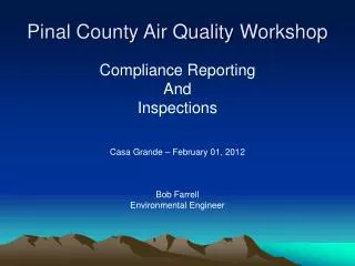 Pinal County Air Quality Workshop
