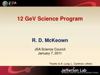 12 GeV Science Program