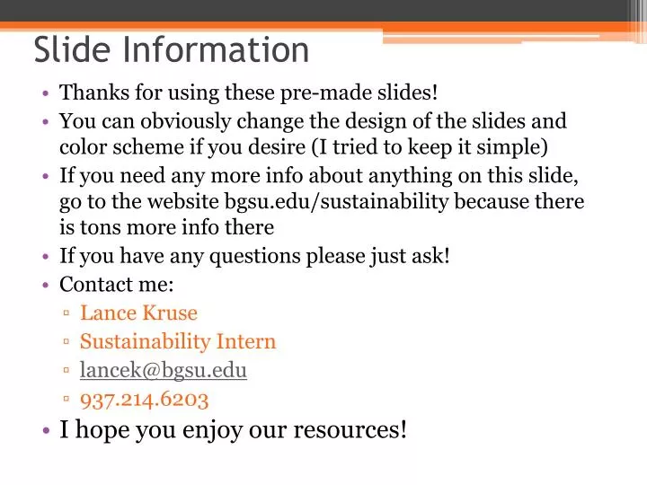 slide information