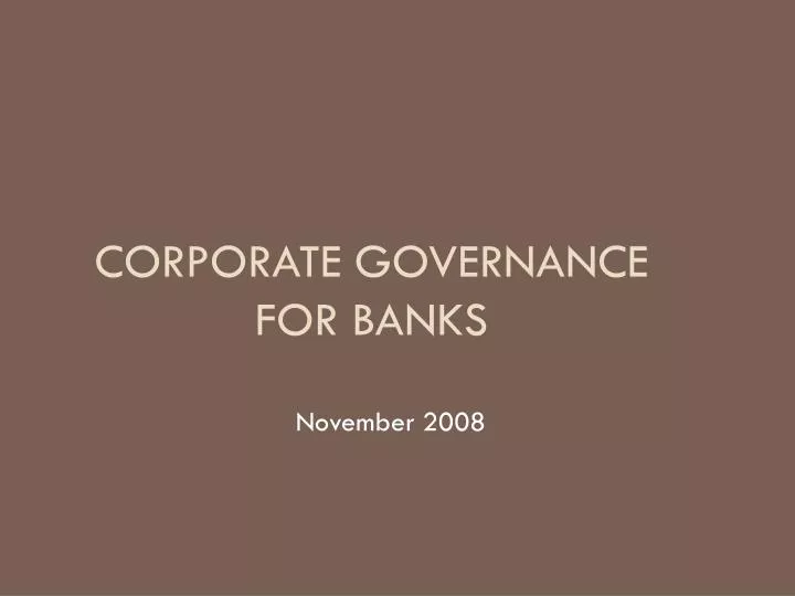 corporate governance for banks