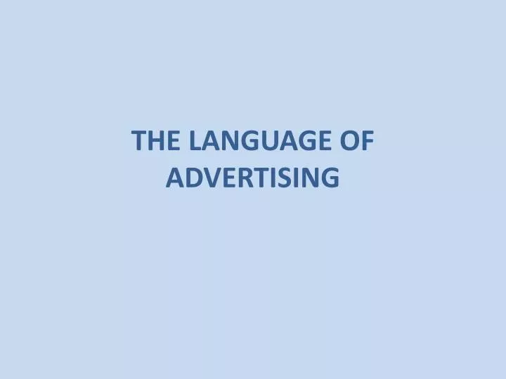 the language of advertising