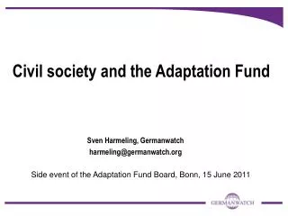Civil society and the Adaptation Fund