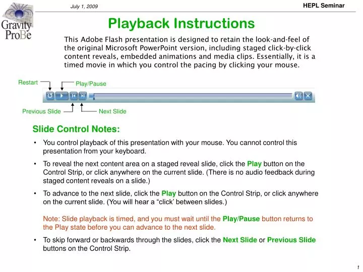 playback instructions