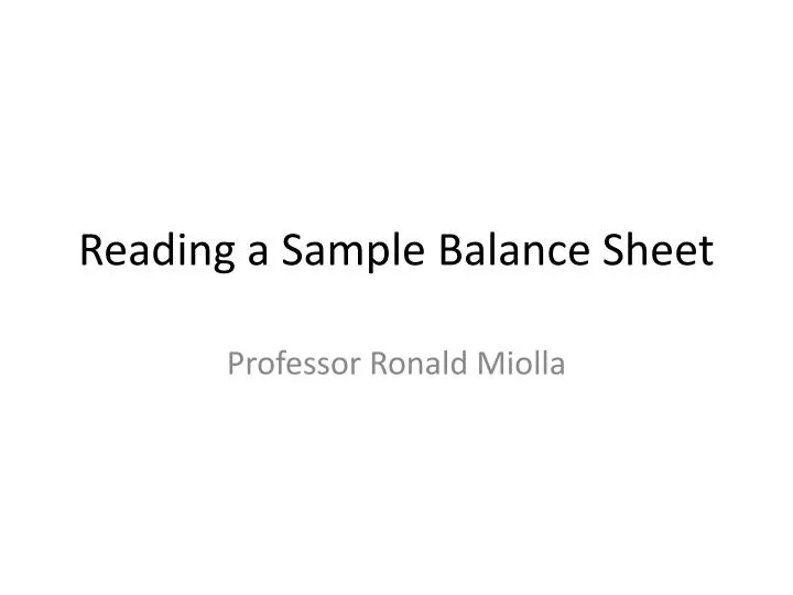 reading a sample balance sheet
