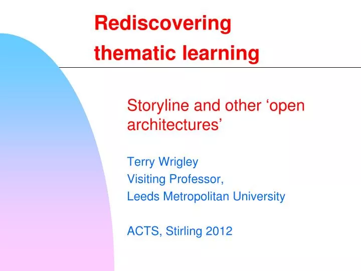 rediscovering thematic learning