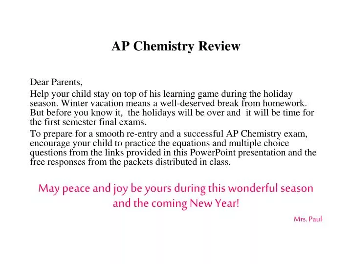 ap chemistry review
