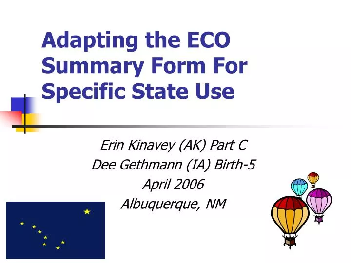 adapting the eco summary form for specific state use