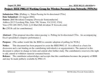 Project: IEEE P802.15 Working Group for Wireless Personal Area Networks (WPANs)