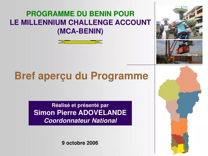 programme du benin pour le millennium challenge account mca benin