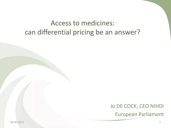 access to medicines can differential pricing be an answer
