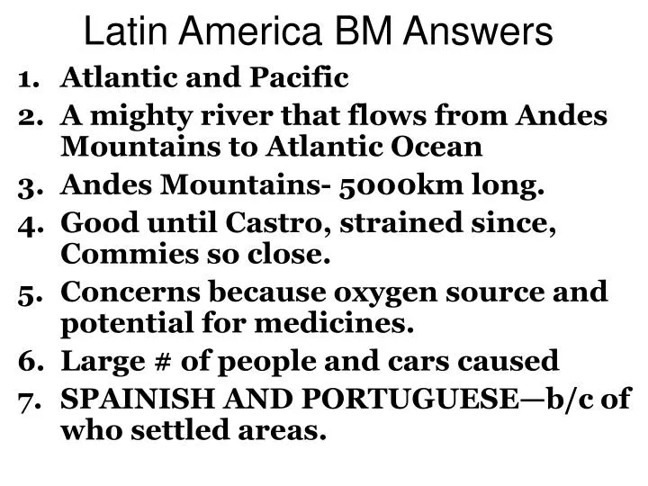 latin america bm answers