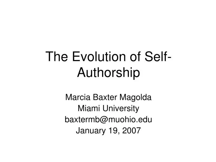the evolution of self authorship