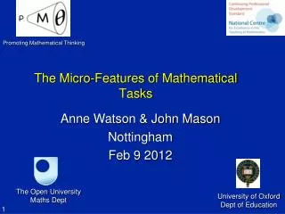 The Micro-Features of Mathematical Tasks