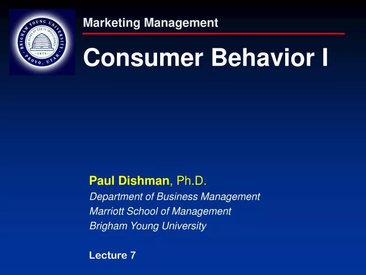 marketing management consumer behavior i
