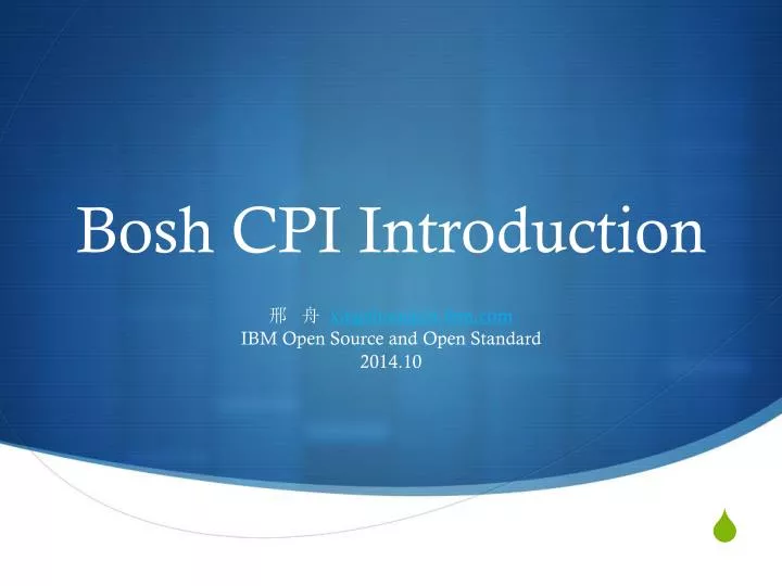 bosh cpi introduction