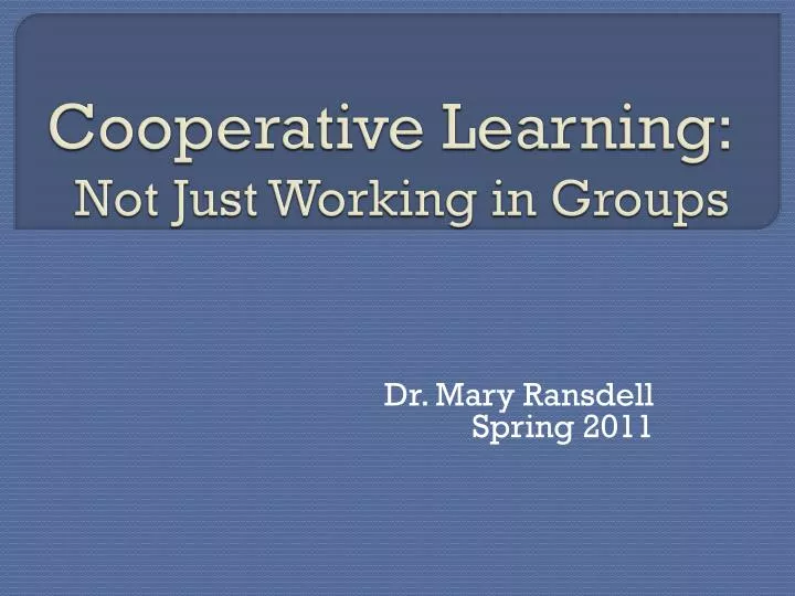 cooperative learning not just working in groups
