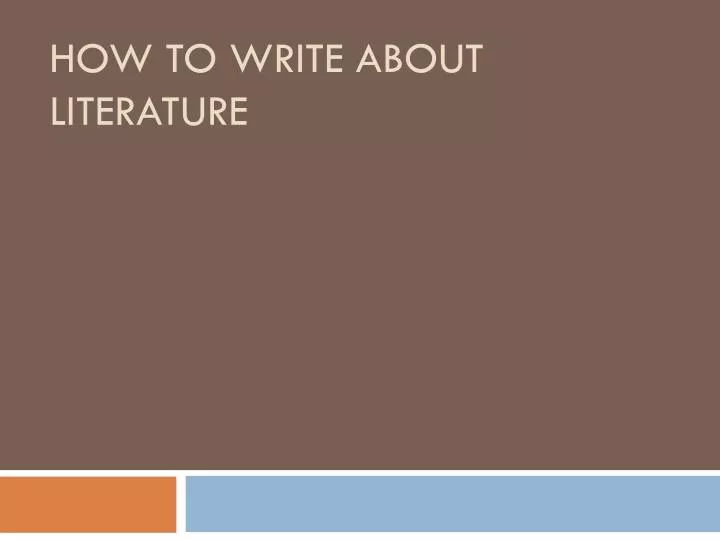 how to write about literature
