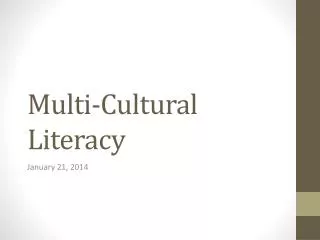 Multi-Cultural Literacy