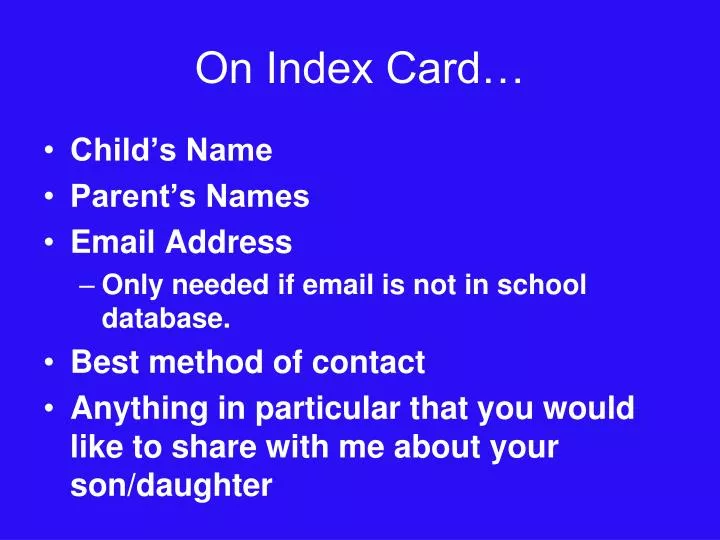 on index card