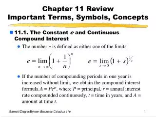 Chapter 11 Review Important Terms, Symbols, Concepts