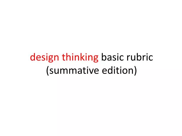 design thinking basic rubric