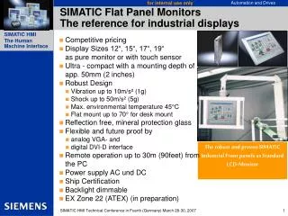 SIMATIC Flat Panel Monitors The reference for industrial displays