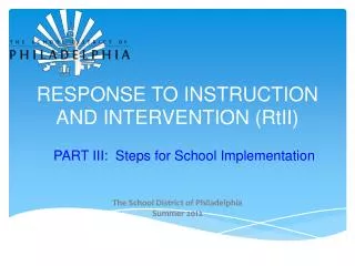 RESPONSE TO INSTRUCTION AND INTERVENTION ( RtII )