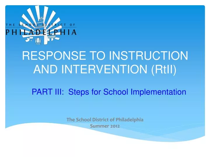 response to instruction and intervention rtii