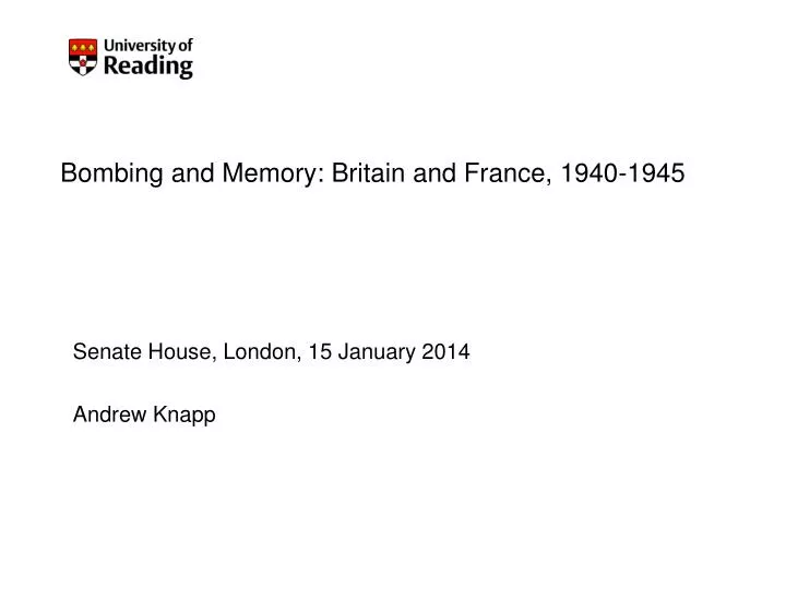 bombing and memory britain and france 1940 1945