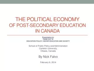 The political economy of Post-secondary education in canada