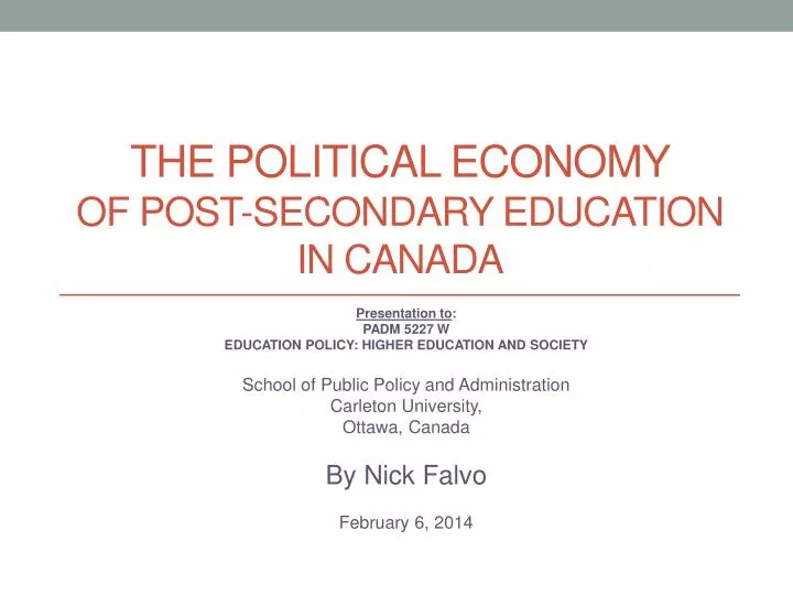 the political economy of post secondary education in canada