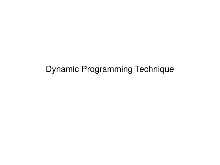 dynamic programming technique