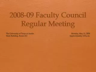 2008-09 Faculty Council Regular Meeting