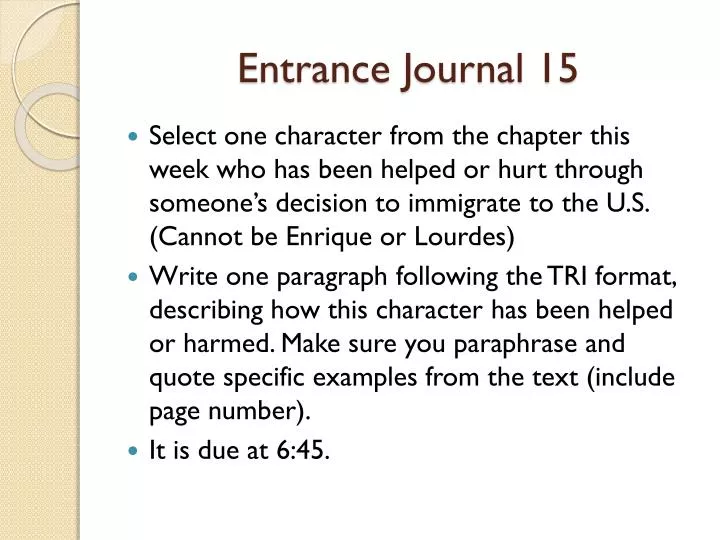 entrance journal 15