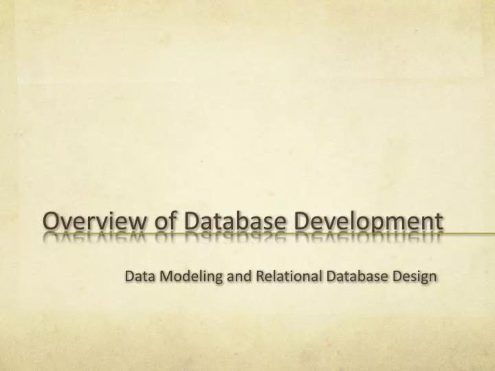 overview of database development