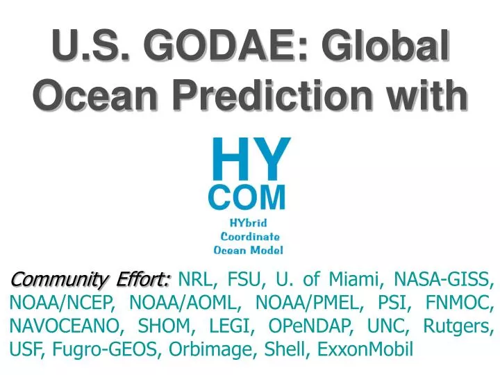 u s godae global ocean prediction with