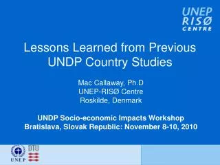 Lessons Learned from Previous UNDP Country Studies