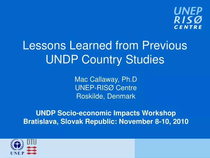 lessons learned from previous undp country studies