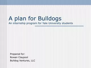 A plan for Bulldogs An internship program for Yale University students