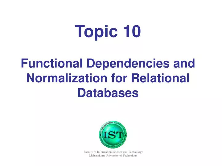 topic 10 functional dependencies and normalization for relational databases