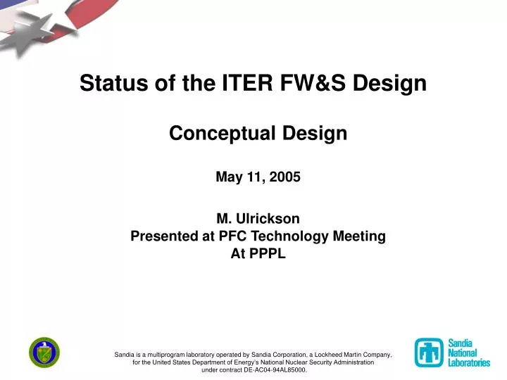 status of the iter fw s design