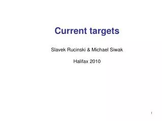 Current targets Slavek Rucinski &amp; Michael Siwak Halifax 2010