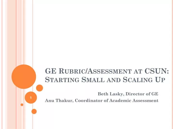 ge rubric assessment at csun starting small and scaling up
