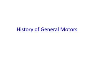 History of General Motors