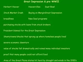 Great Depression &amp; pre-WWII