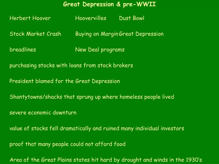 great depression pre wwii