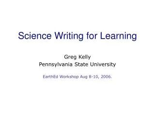 Science Writing for Learning