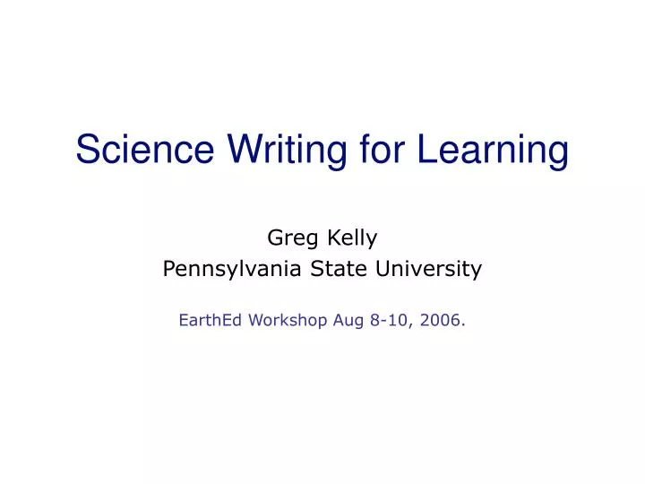 science writing for learning