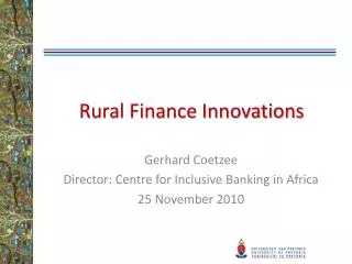 Rural Finance Innovations